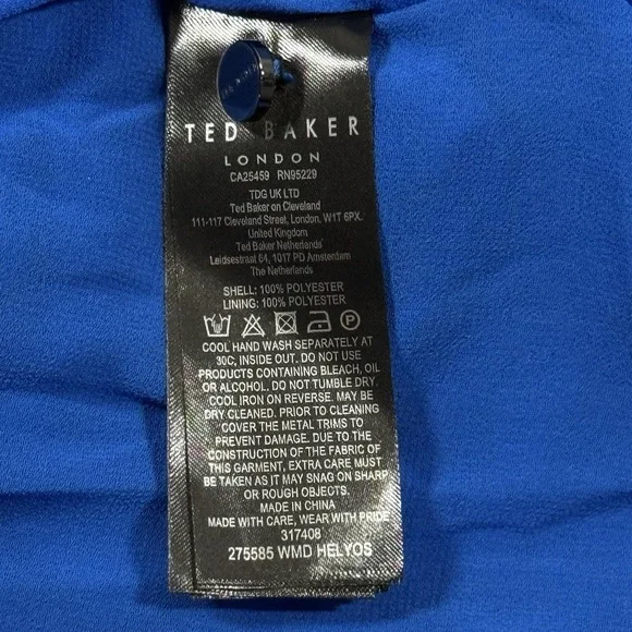 Ted Baker Size 0 / US 2 Blue Helyos Halter Neck Maxi Dress Accordion Pleated - Picture 8 of 11